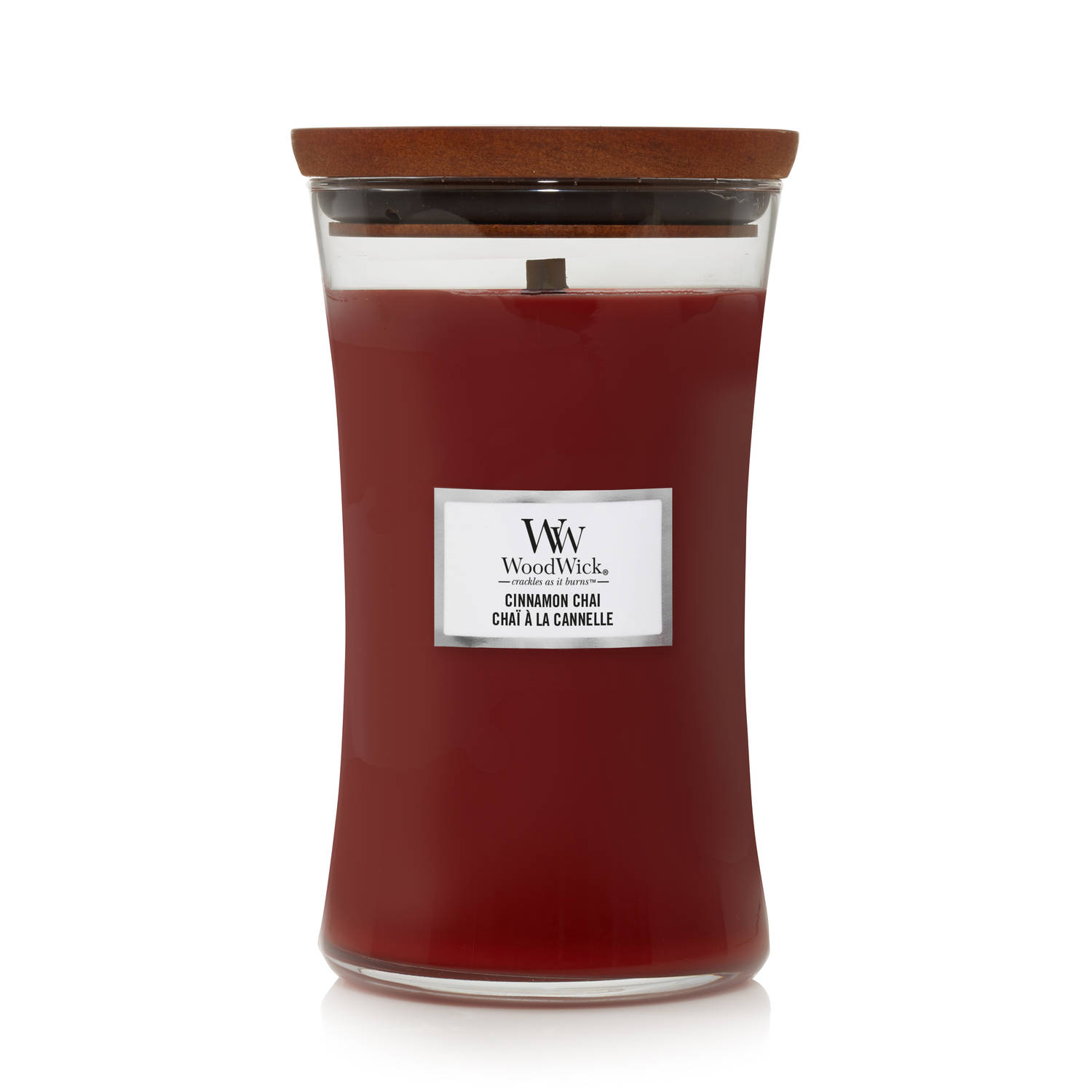 Woodwick Geurkaars Large Cinnamon Chai - 18 Cm / ø 10 Cm - Rood