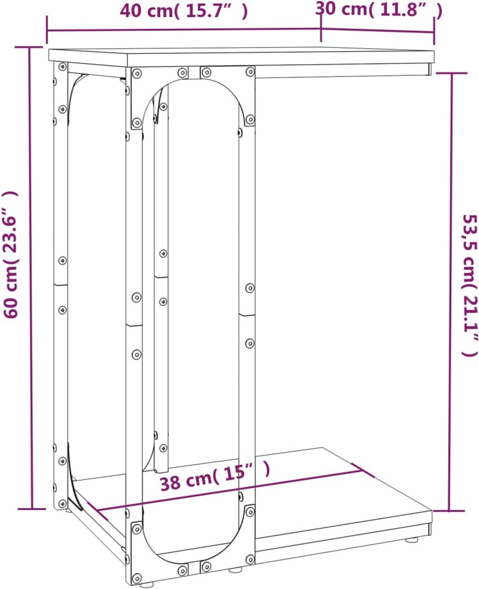 Vidaxl Bijzettafel 40x30x60 Cm Bewerkt Hout Gerookt Eikenkleurig - Marrón