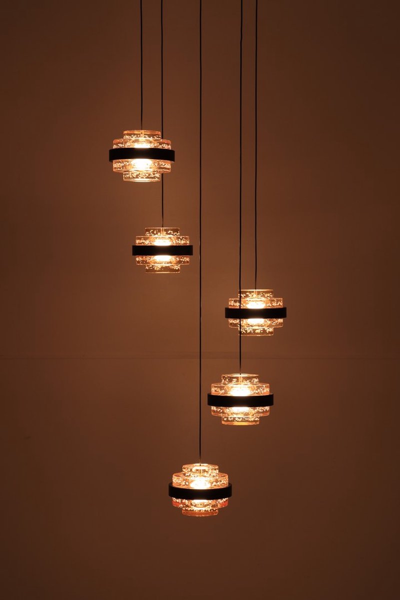 Highlight Hanglamp Dynasty 5 Lichts Ø 34 Cm Champagne- - Zwart