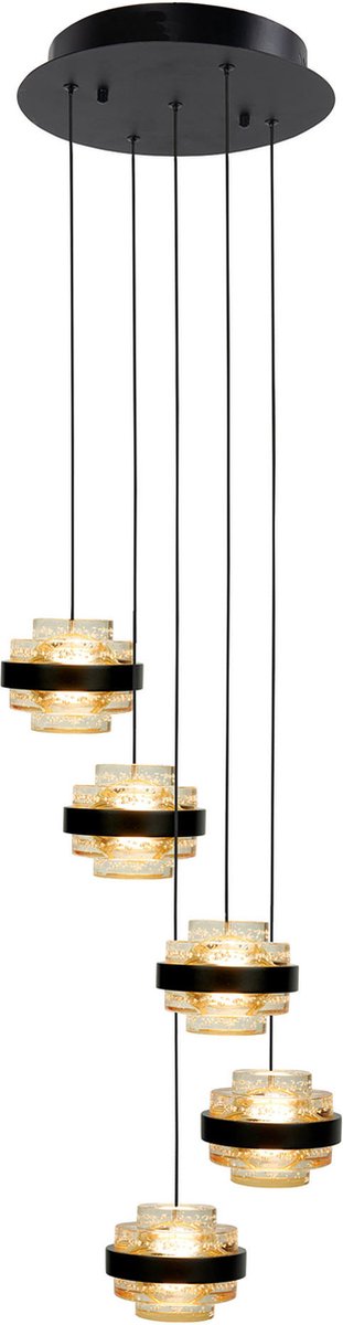 Highlight Hanglamp Dynasty 5 Lichts Ø 34 Cm Champagne- - Zwart