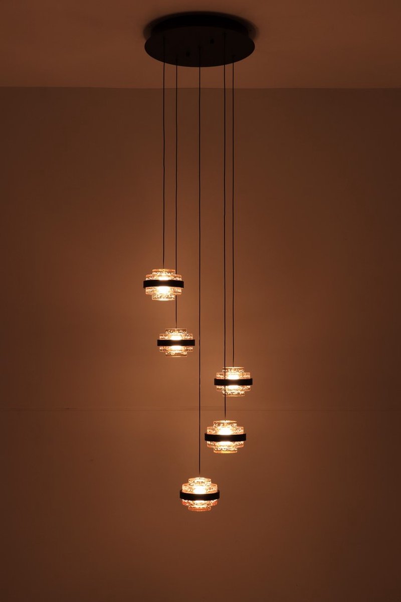 Highlight Hanglamp Dynasty 5 Lichts Ø 34 Cm Champagne- - Zwart
