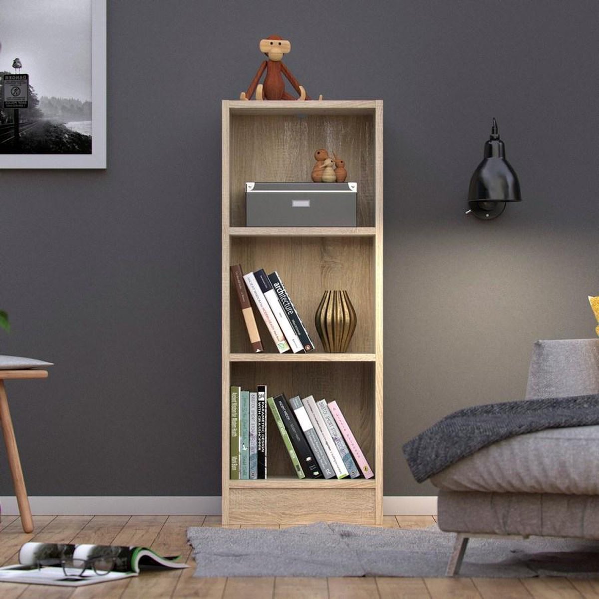 Base Kast A 2 Planken Eiken Decor. - Geel