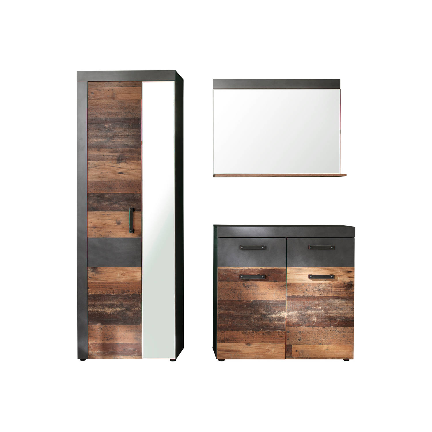 Irwin Garderobe Opstelling C, Grijs Matera Decor, Old Wood Decor. - Bruin