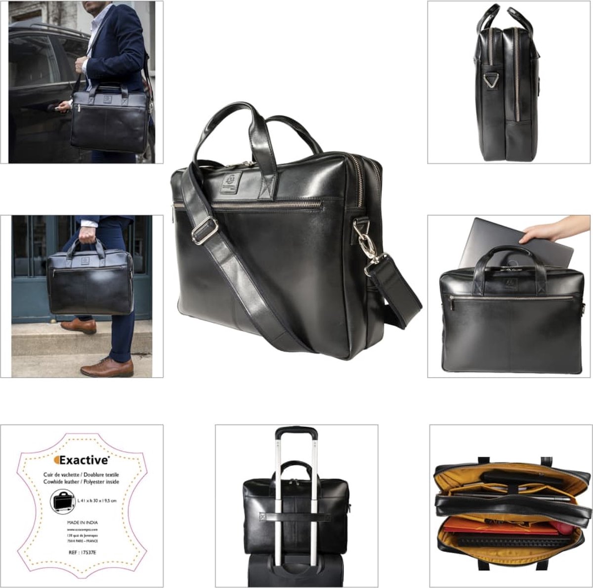 Exacompta Laptoptas Met 2 Vakken Exactive Leer - Zwart