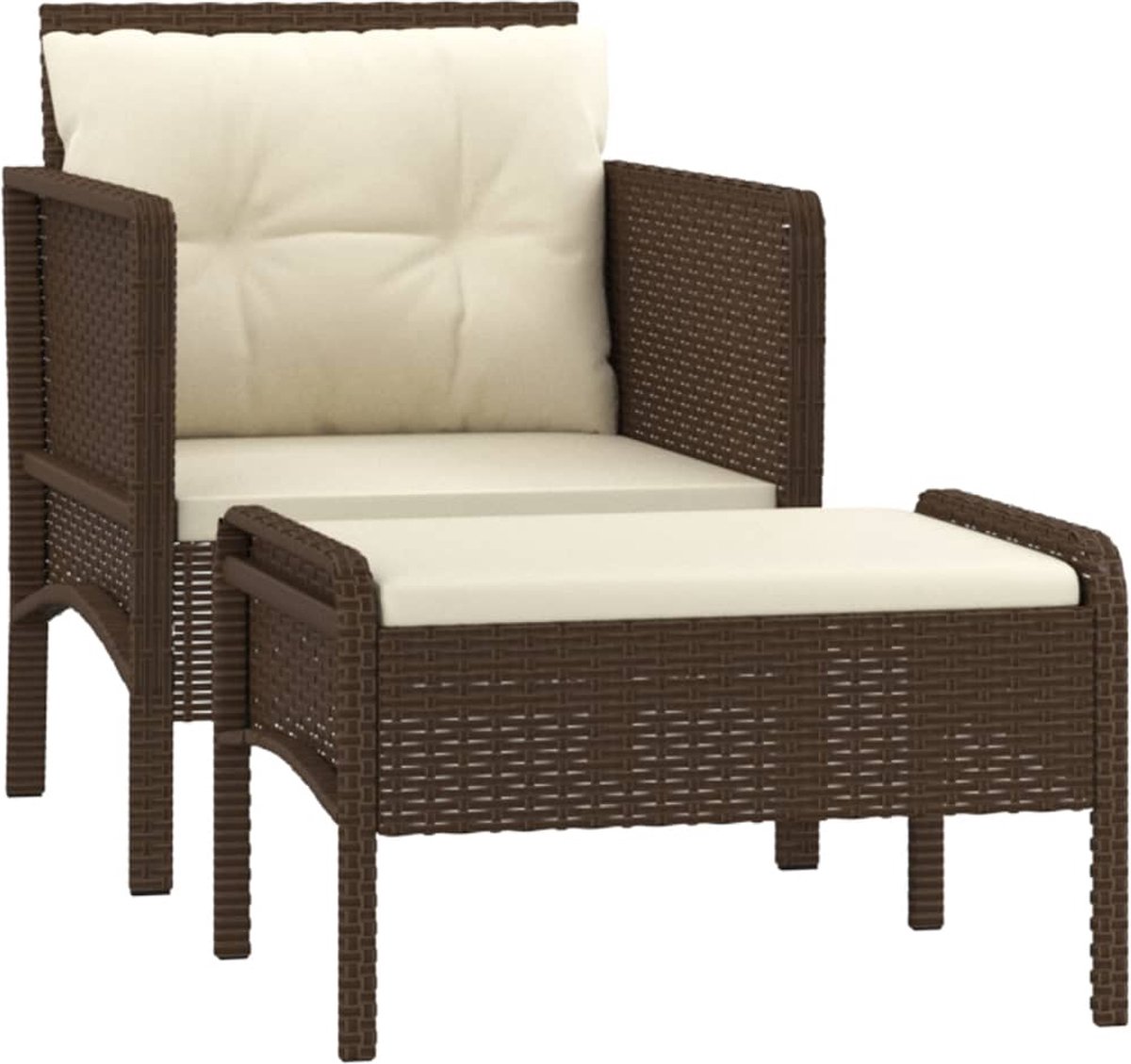 Vidaxl 2-delige Loungeset Met Kussens Poly Rattan - Marrón