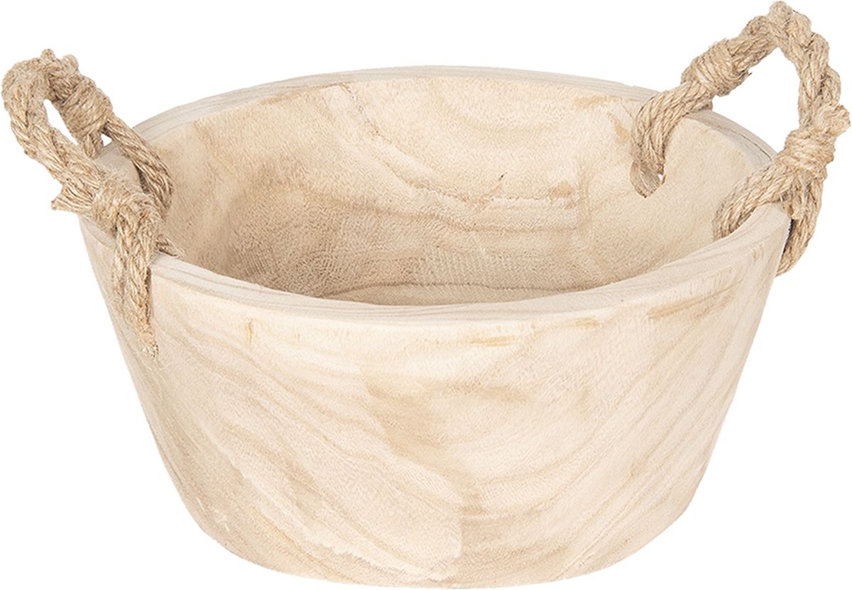 Clayre & Eef Cremekleurige Mand Van Hout (2) Ø 36*16 Cm / Ø 29*13 Cm 6h1757 - Beige