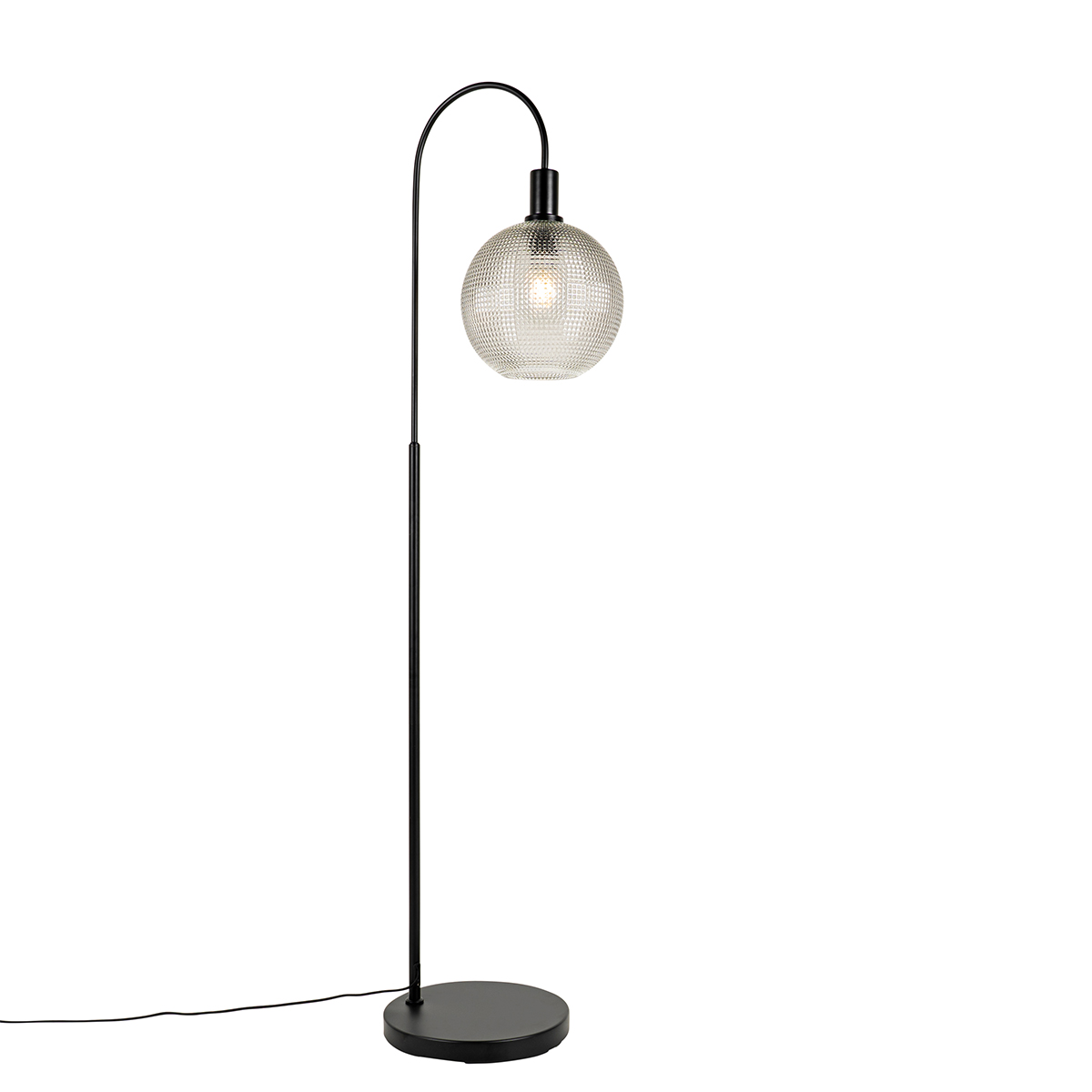 QAZQA Design vloerlamp met smoke glas - Chico - Zwart