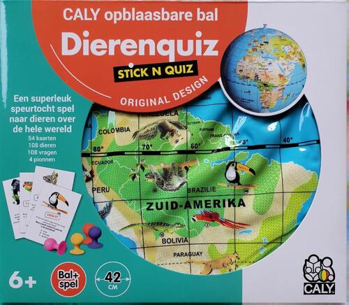 Caly Toys Stick N Quiz 42 opblaasbare bol dieren & quiz