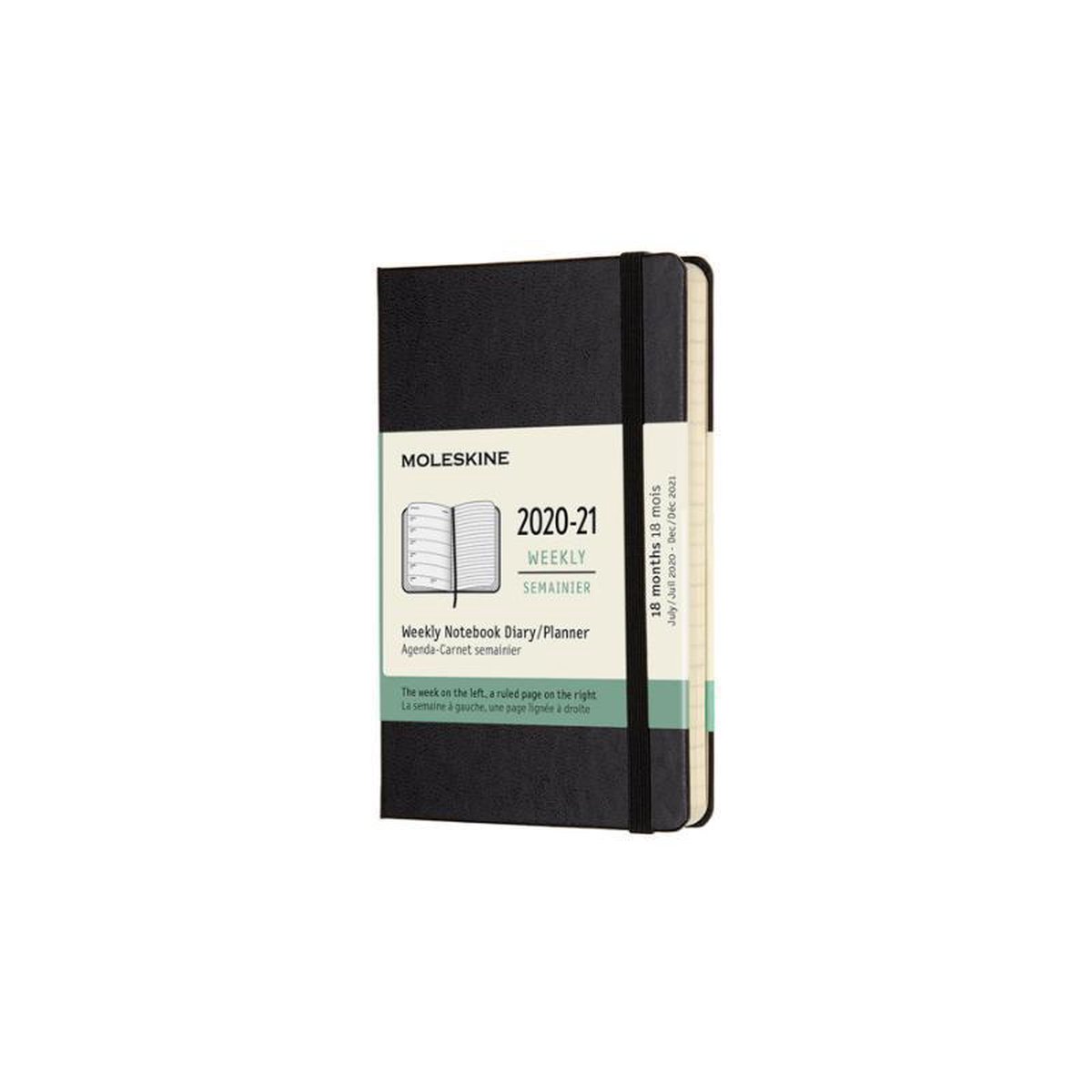 Moleskine 18 MND Agenda - 2020/21 - Wekelijks - Pocket (9x14 cm) Harde Kaft - Negro