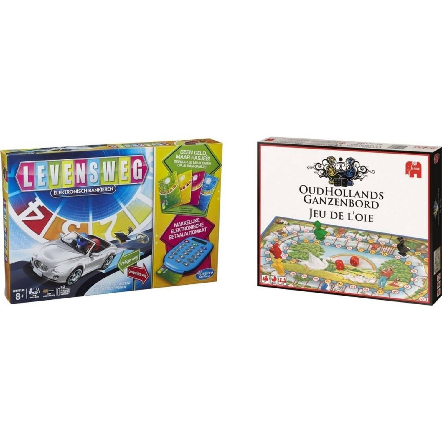 Hasbro Spellenbundel - 2 Stuks - Levensweg Elektronisch Bankieren & Ganzenbord