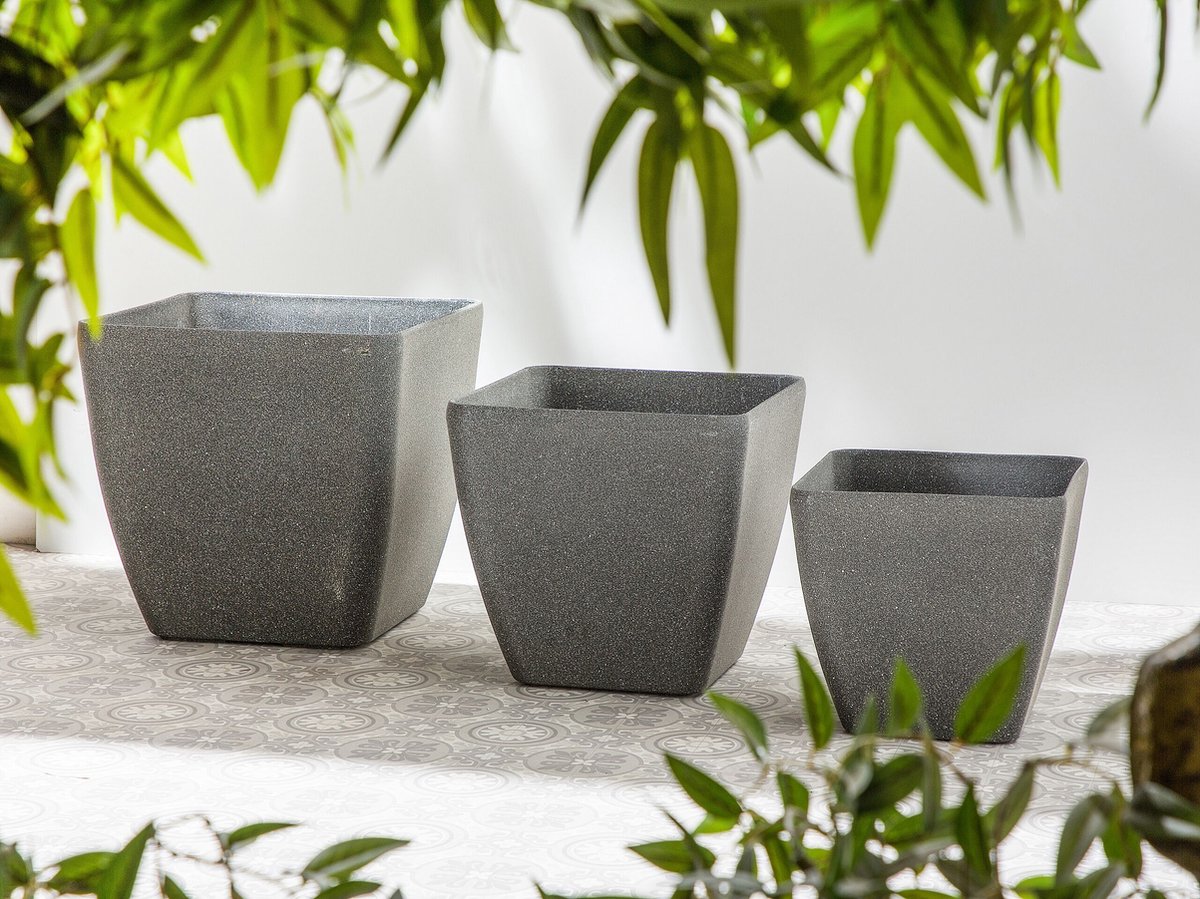 Beliani Zeli - Plantenbak Voor Buiten--polyresin, Stenenmix - Grijs