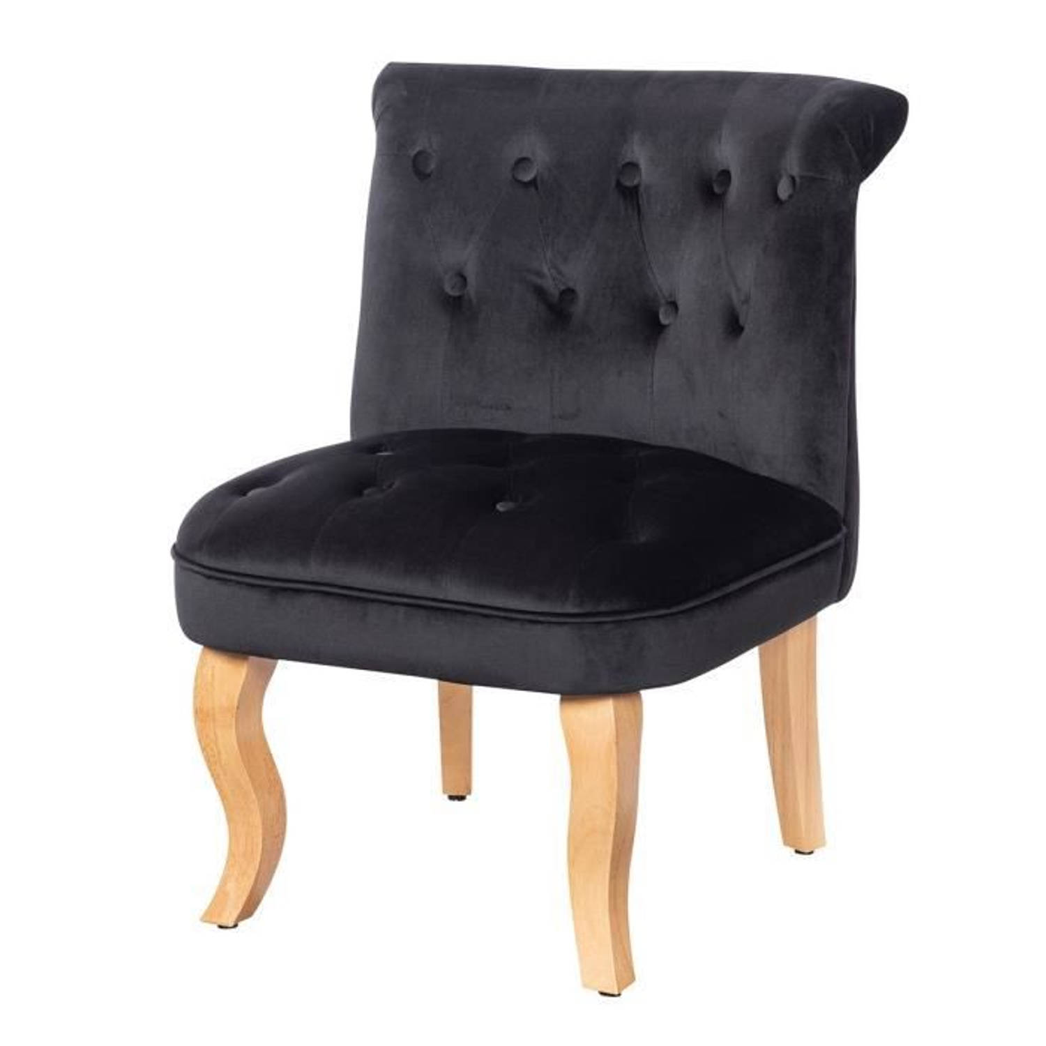 Cstore Jodie Toad Fauteuil - Houten Poten - Zwart Fluweel - L 56 X D 63 X H 73 Cm