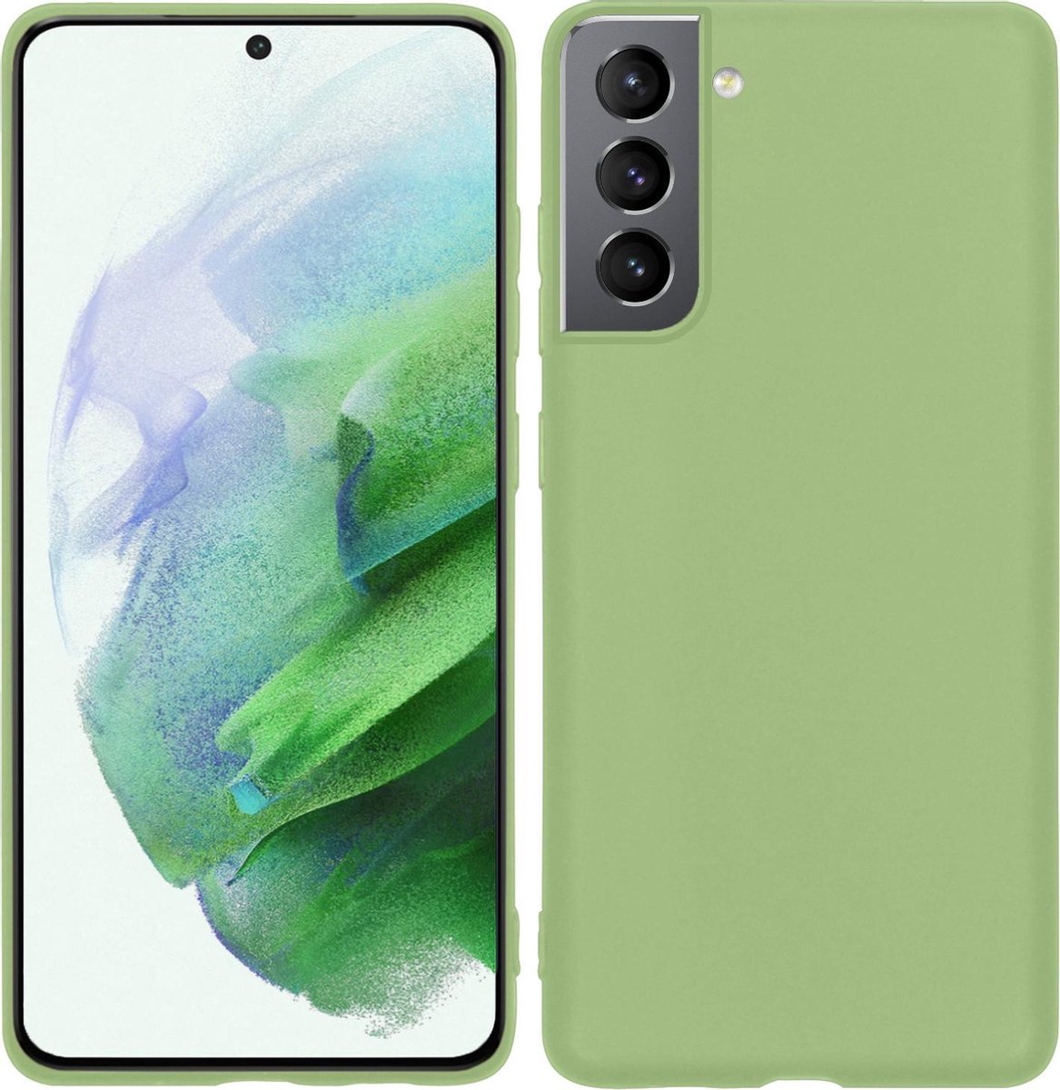 Basey Samsung S21 Plus Hoesje Siliconen Case Back Cover Hoes - Groen