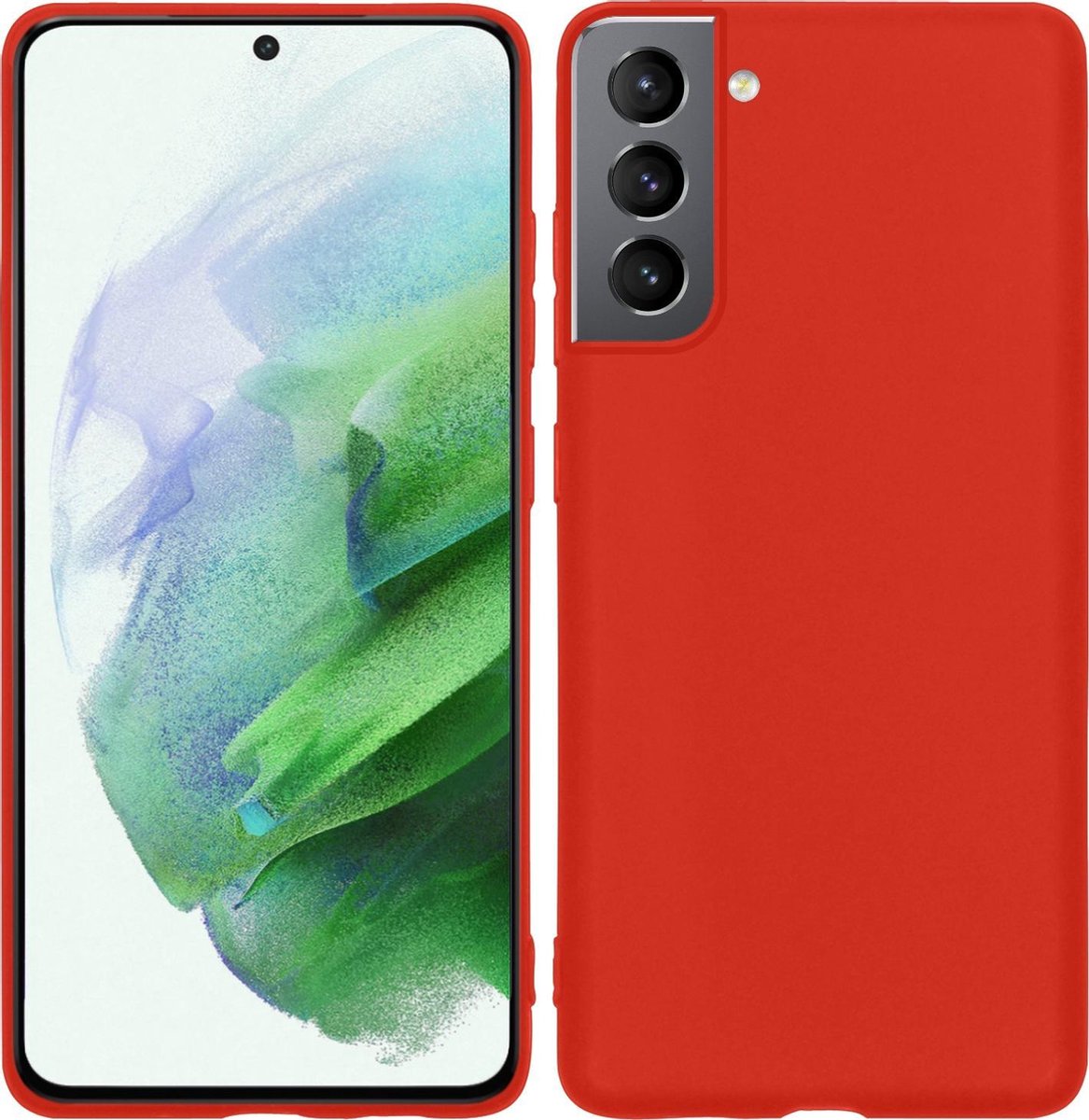 Basey Samsung S21 Plus Hoesje Siliconen Case Back Cover Hoes - Rood