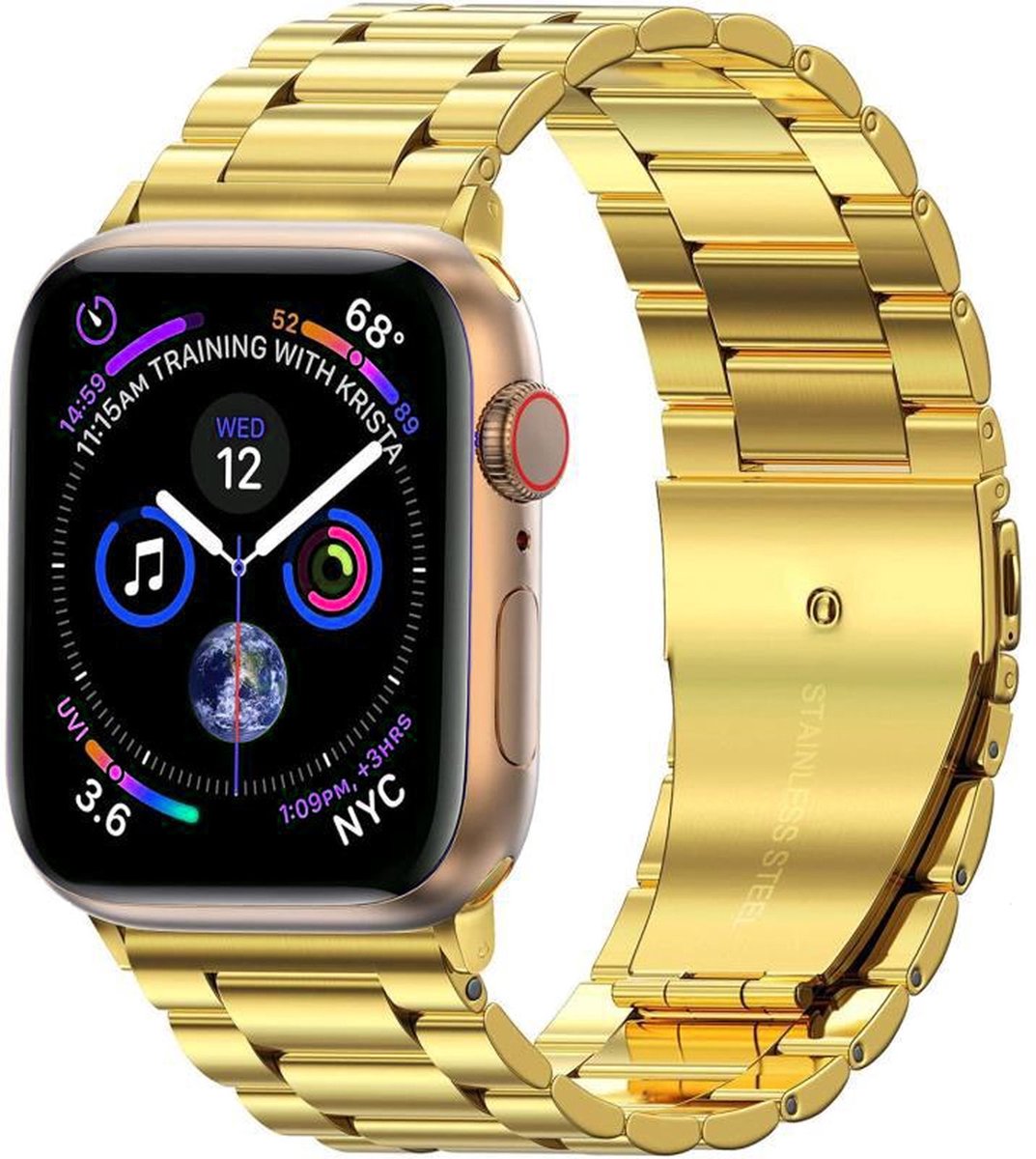 Basey Apple Watch 1-8 / Se - 42/44/45 Mm Smartwatchbandje Apple Watch 1-8 / Se - 42/44/45 Mm-goud