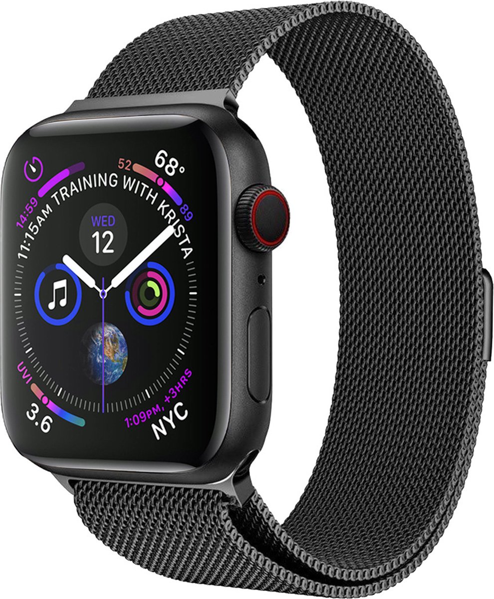 Basey Apple Watch 8 (45 Mm) Bandje Milanees Milanese Band Smart Watch Bandje Rvs - Zwart