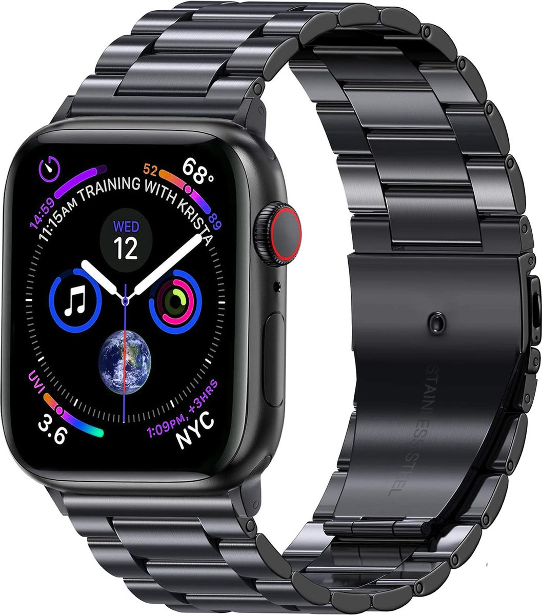 Basey Apple Watch 1-8 / Se - 42/44/45 Mm Smartwatchbandje Apple Watch 1-8 / Se - 42/44/45 Mm- - Zwart
