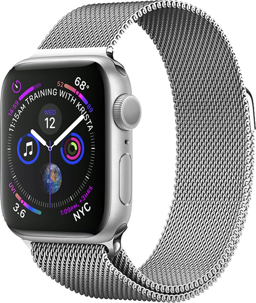 Basey Apple Watch 8 (41 Mm) Bandje Milanees Milanese Band Smart Watch Bandje Rvs - Zilver