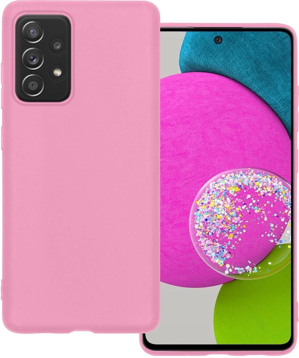 Basey Samsung Galaxy A52 Hoesje Siliconen Hoes Case Cover Samsung Galaxy A52- - Roze