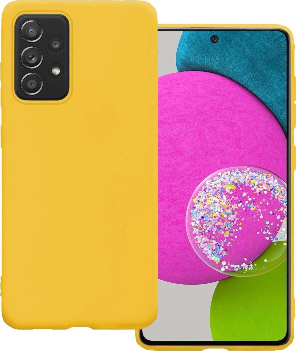 Basey Samsung Galaxy A52 Hoesje Siliconen Hoes Case Cover Samsung Galaxy A52- - Geel