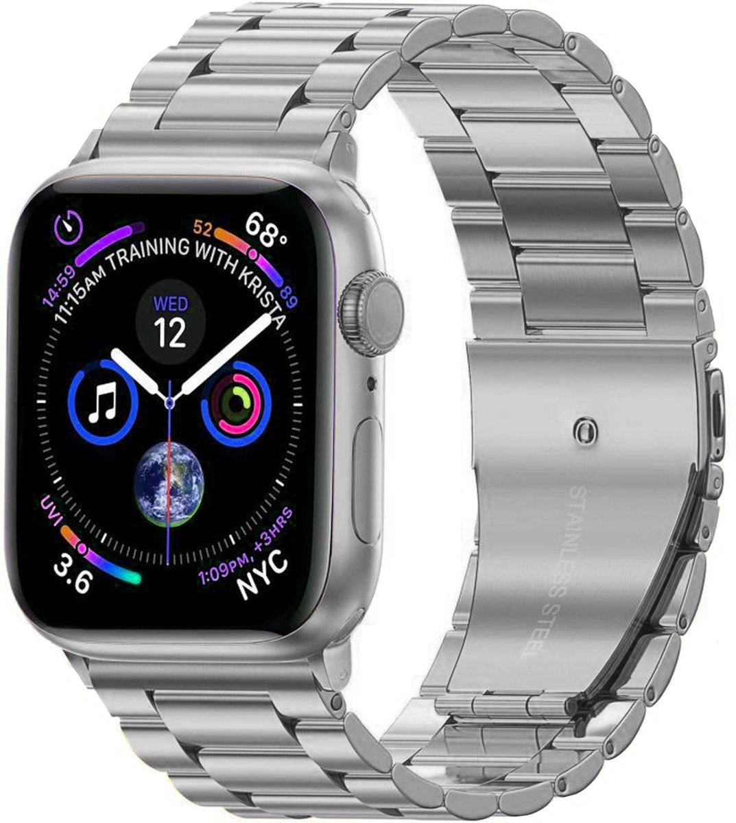 Basey Apple Watch 1-8 / Se - 38/40/41 Mm Smartwatchbandje Apple Watch 1-8 / Se - 38/40/41 Mm-zilver