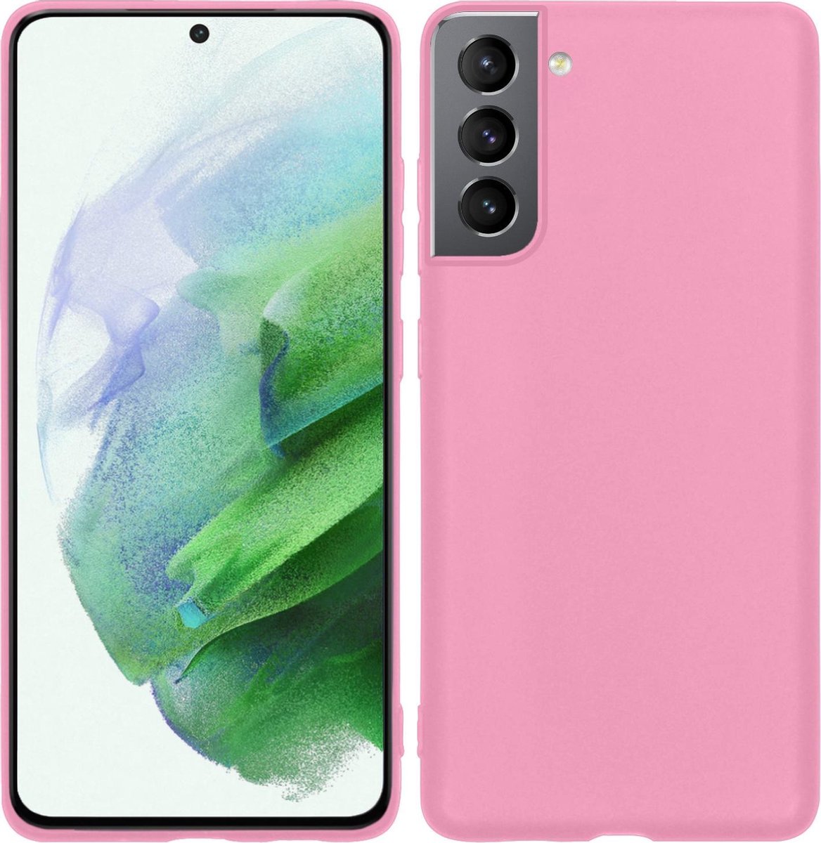 Basey Samsung S21 Plus Hoesje Siliconen Case Back Cover Hoes - Roze