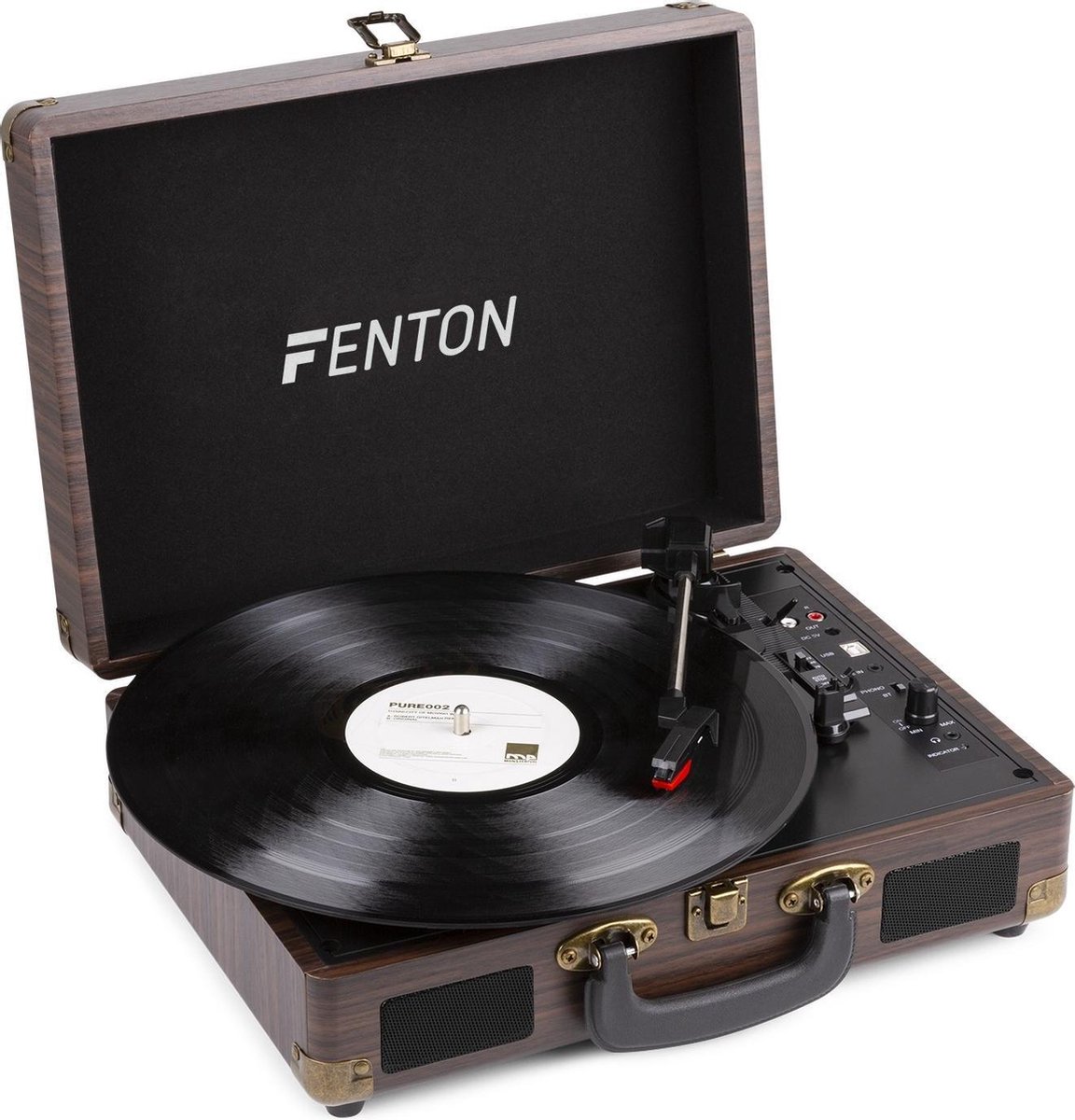 Fenton Platenspeler Bluetooth En Usb Met Ingebouwde Speakers - Rp115b - Retro - Houtlook - Bruin