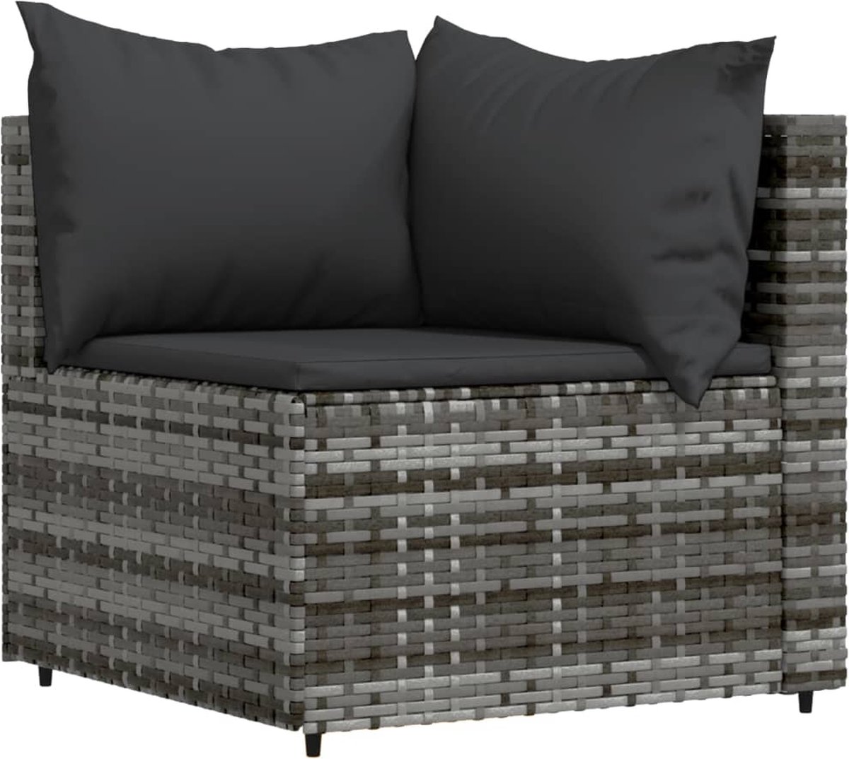 Vidaxl 3-delige Loungeset Met Kussens Poly Rattan - Grijs