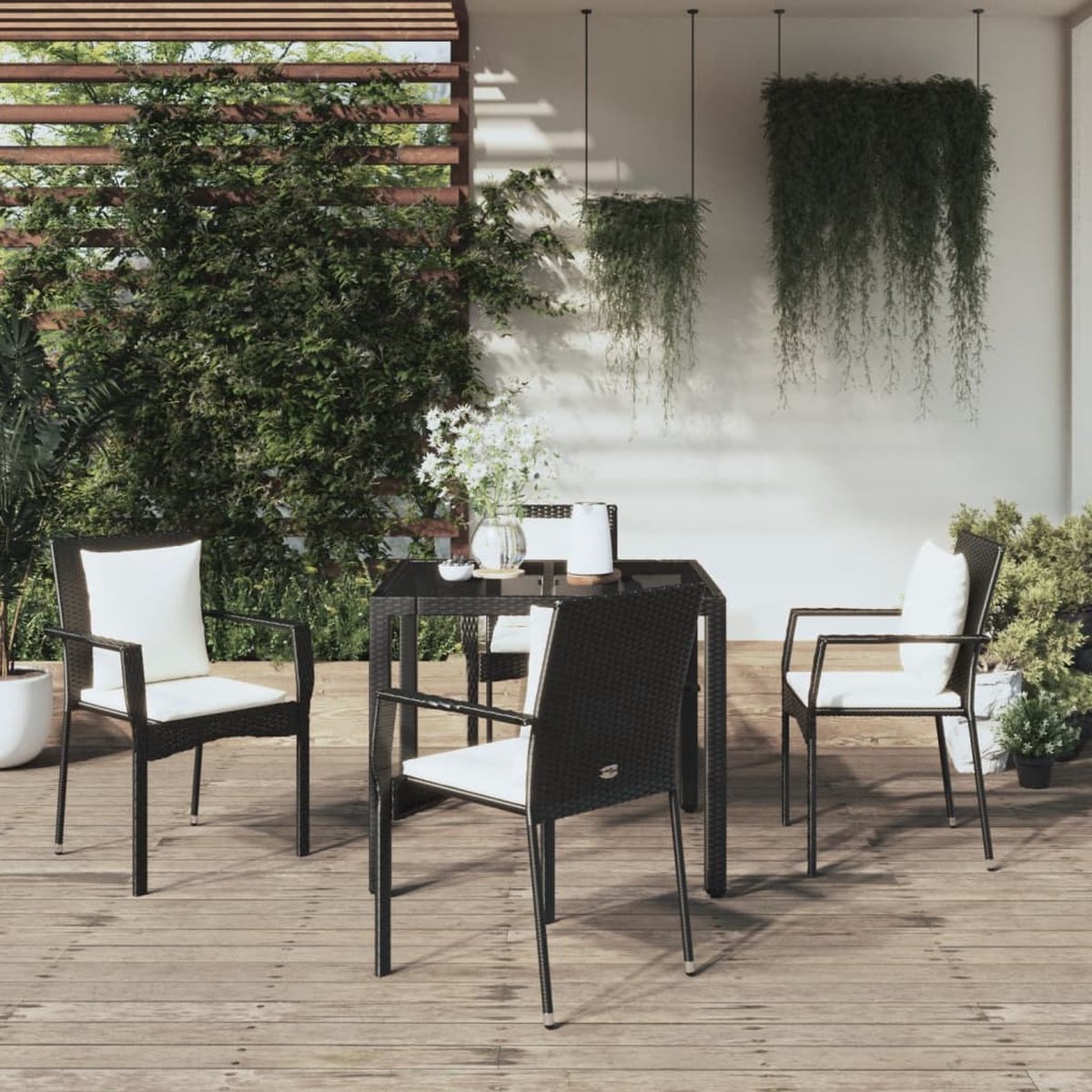 Vidaxl 5-delige Tuinset Met Kussens Poly Rattan - Negro