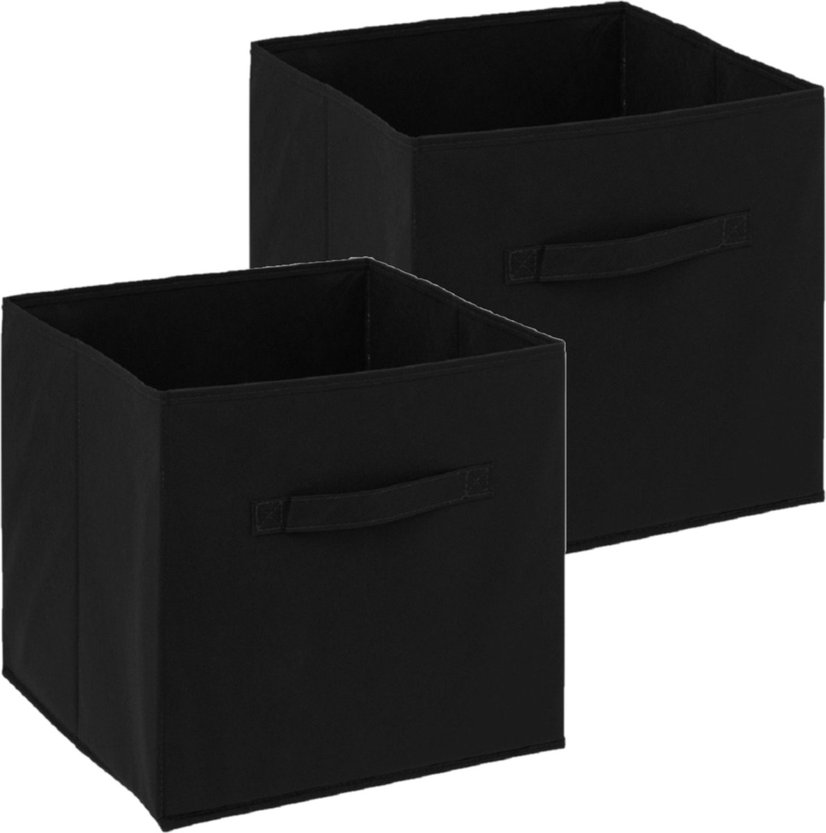 Set Van 2x Opbergmand 29 Liter 31 X 31 X 31 Cm - Opbergmanden - Zwart