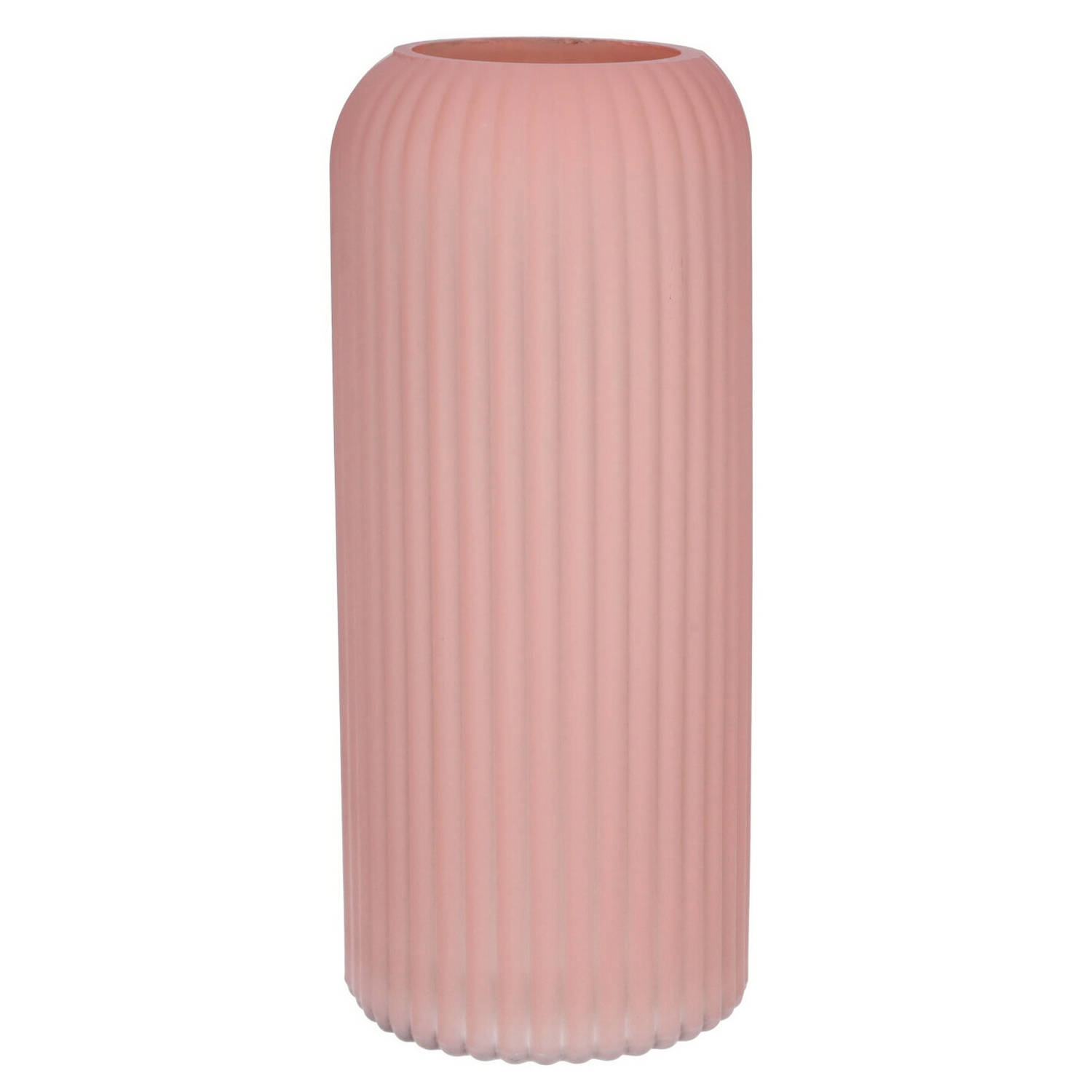 Bellatio Design Bloemenvaas - Oud - Matglas - D10 X H25 Cm - Vazen - Roze