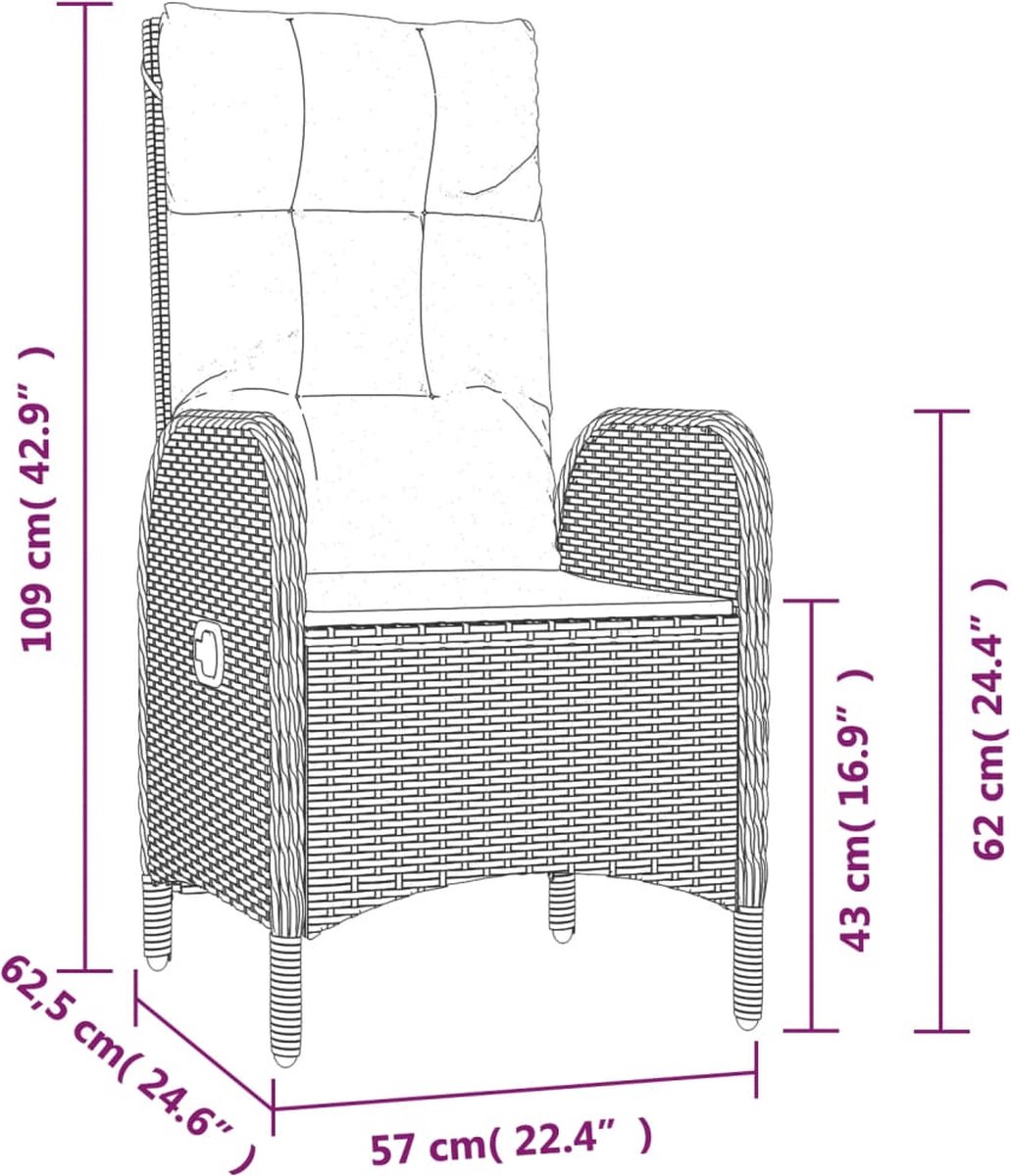 Vidaxl 7-delige Tuinset Met Kussens Poly Rattan - Grijs