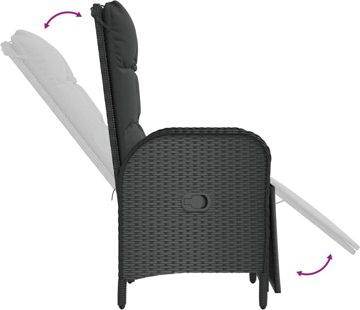 Vidaxl 5-delige Tuinset Met Kussens Poly Rattan - Zwart