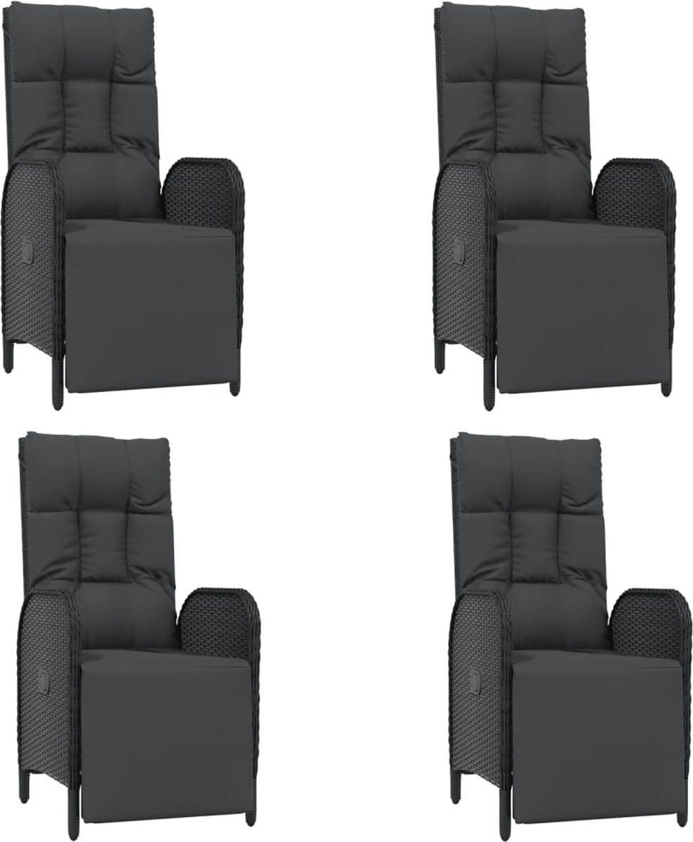 Vidaxl 5-delige Tuinset Met Kussens Poly Rattan - Zwart