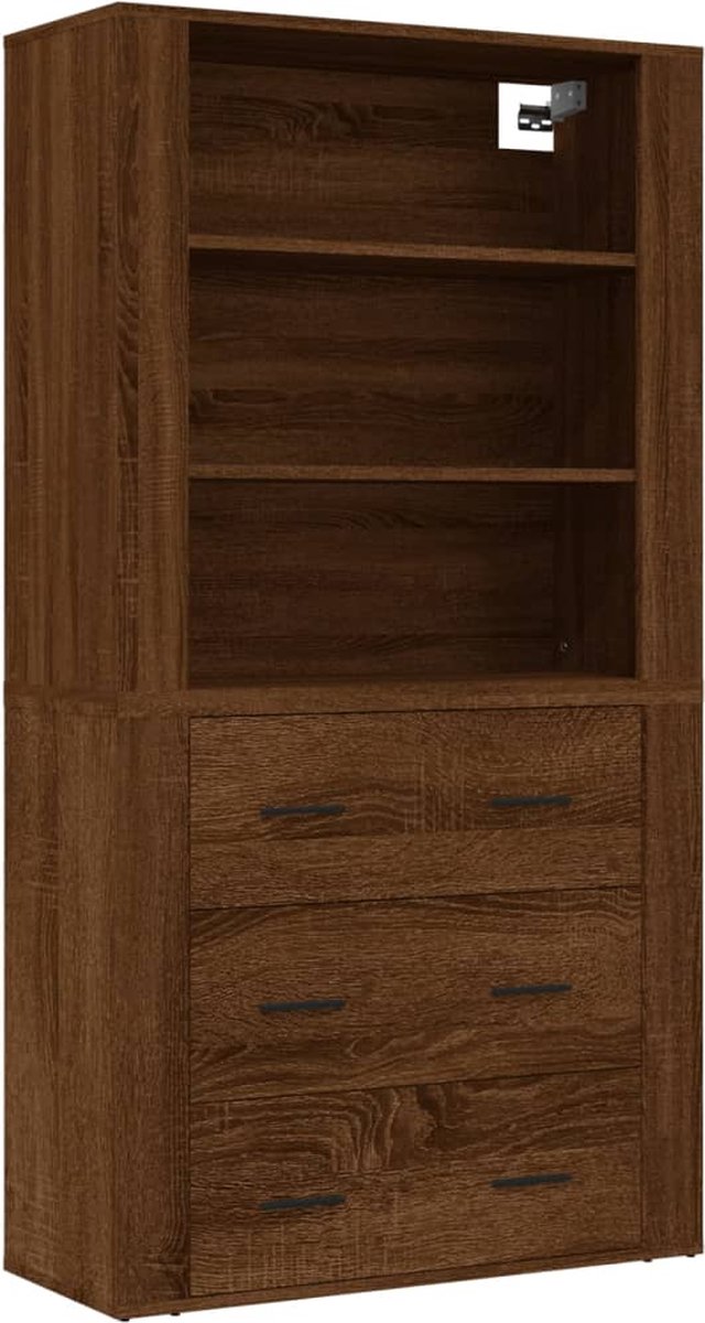 Vidaxl Hoge Kast Bewerkt Houteikenkleurig - Bruin