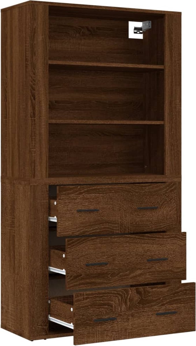 Vidaxl Hoge Kast Bewerkt Houteikenkleurig - Bruin
