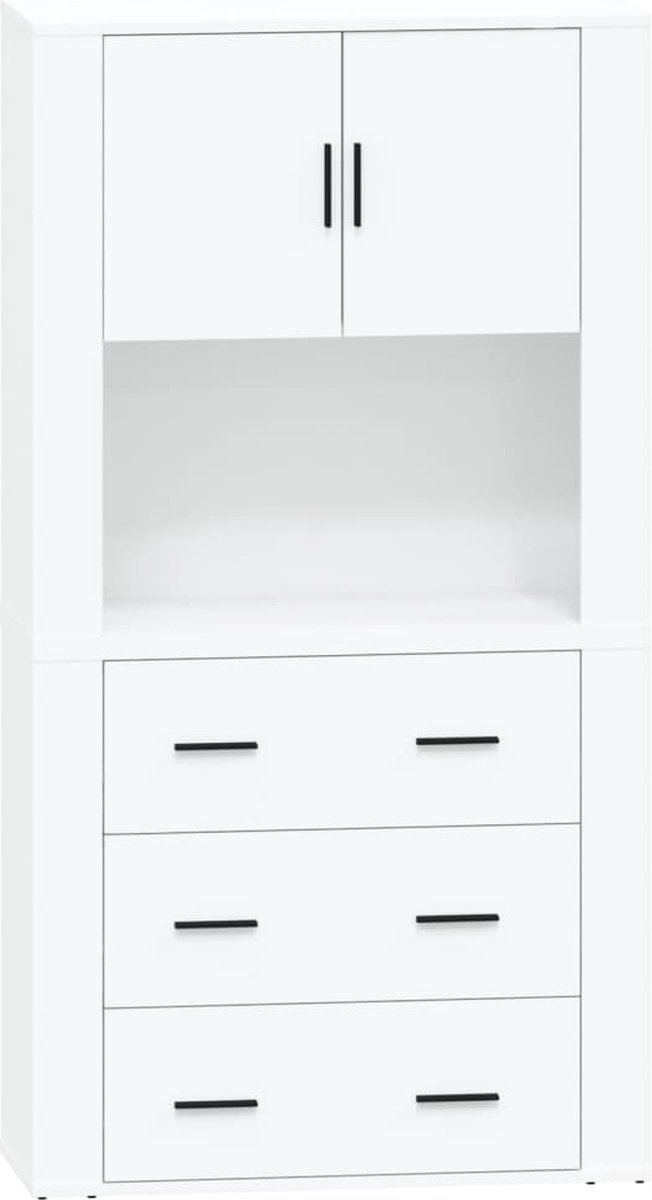 Vidaxl Hoge Kast Bewerkt Hout Hoogglans Wit
