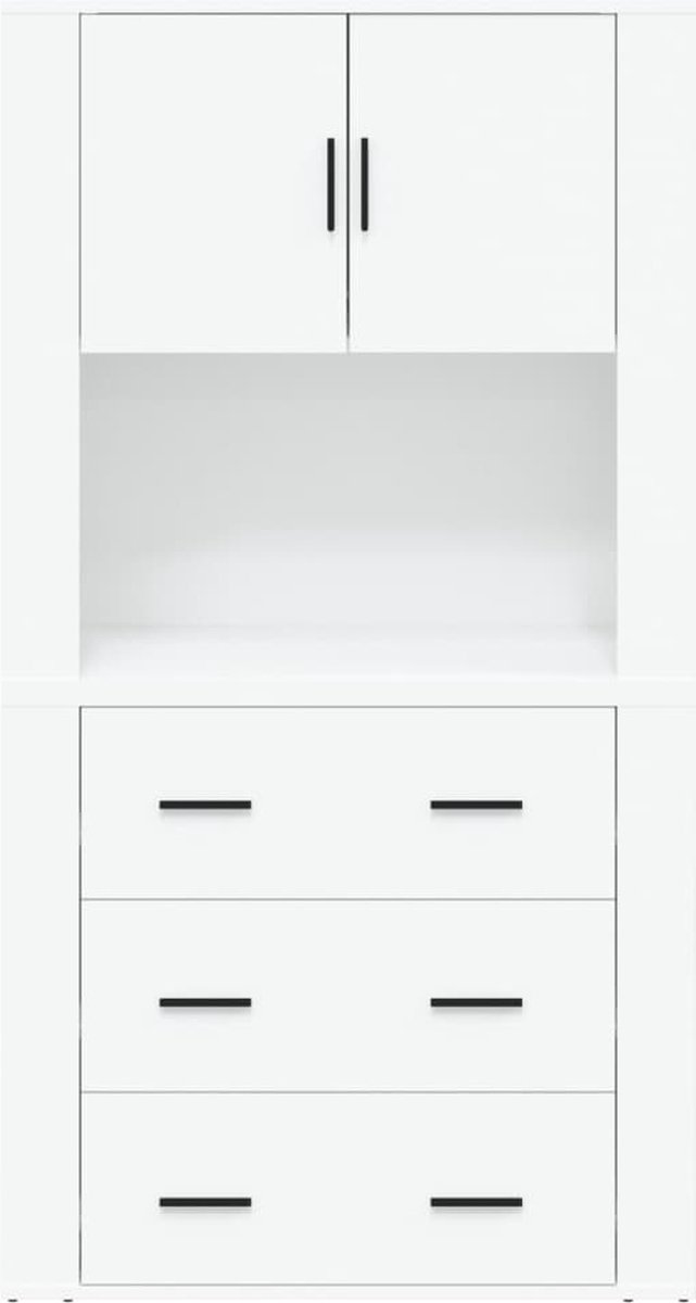 Vidaxl Hoge Kast Bewerkt Hout Hoogglans Wit