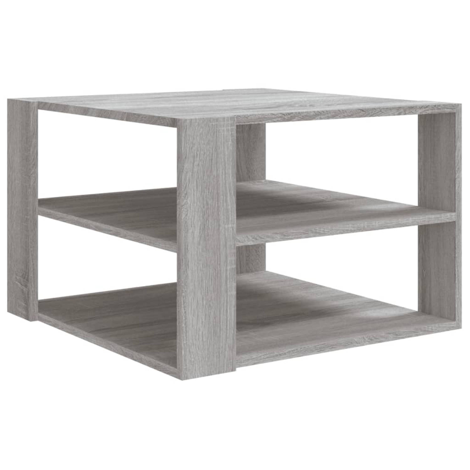 Vidaxl Salontafel 60x60x40 Cm Bewerkt Hout Sonoma Eikenkleurig - Grijs