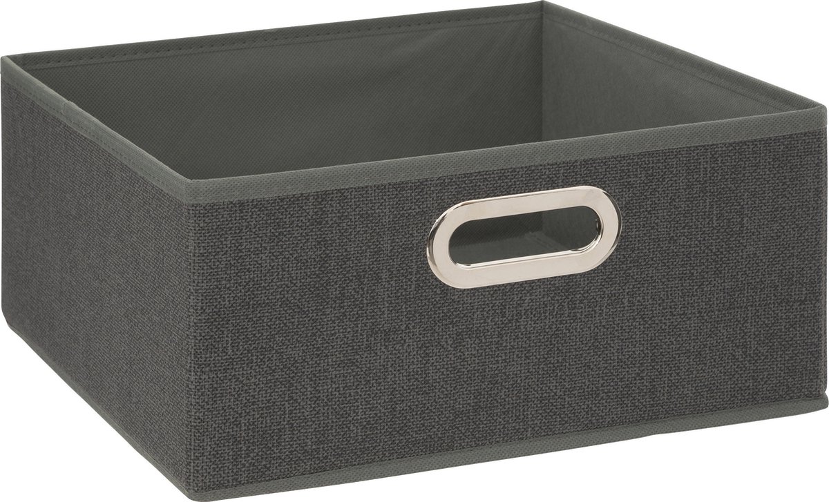 Opbergmand/kastmand 14 Liter Donkergrijs Linnen 31 X 31 X 15 Cm - Opbergmanden