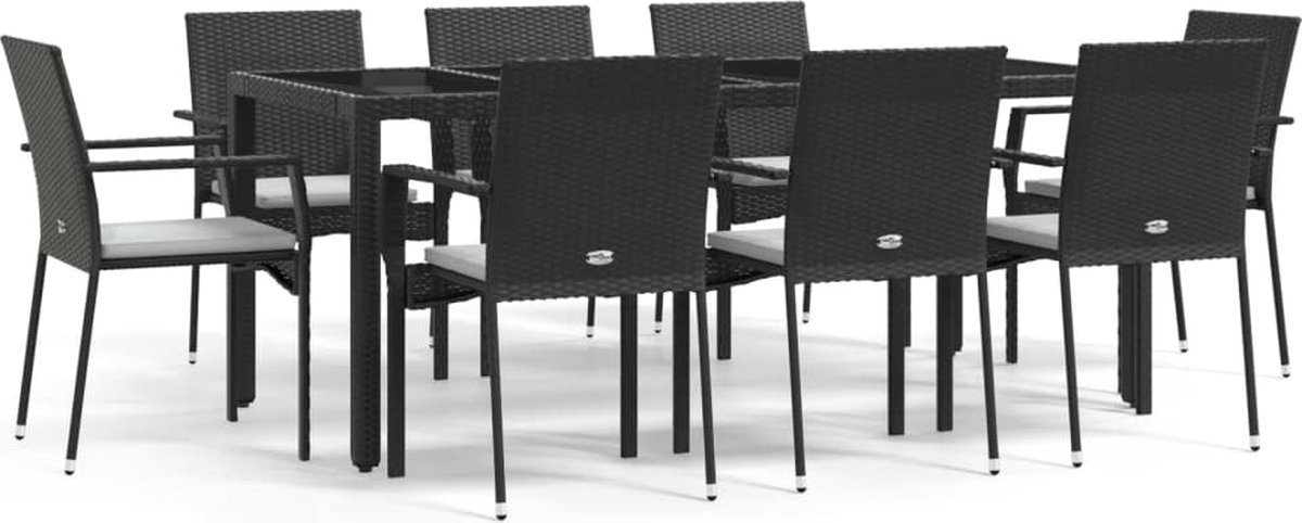 Vidaxl 9-delige Tuinset Poly Rattan - Zwart