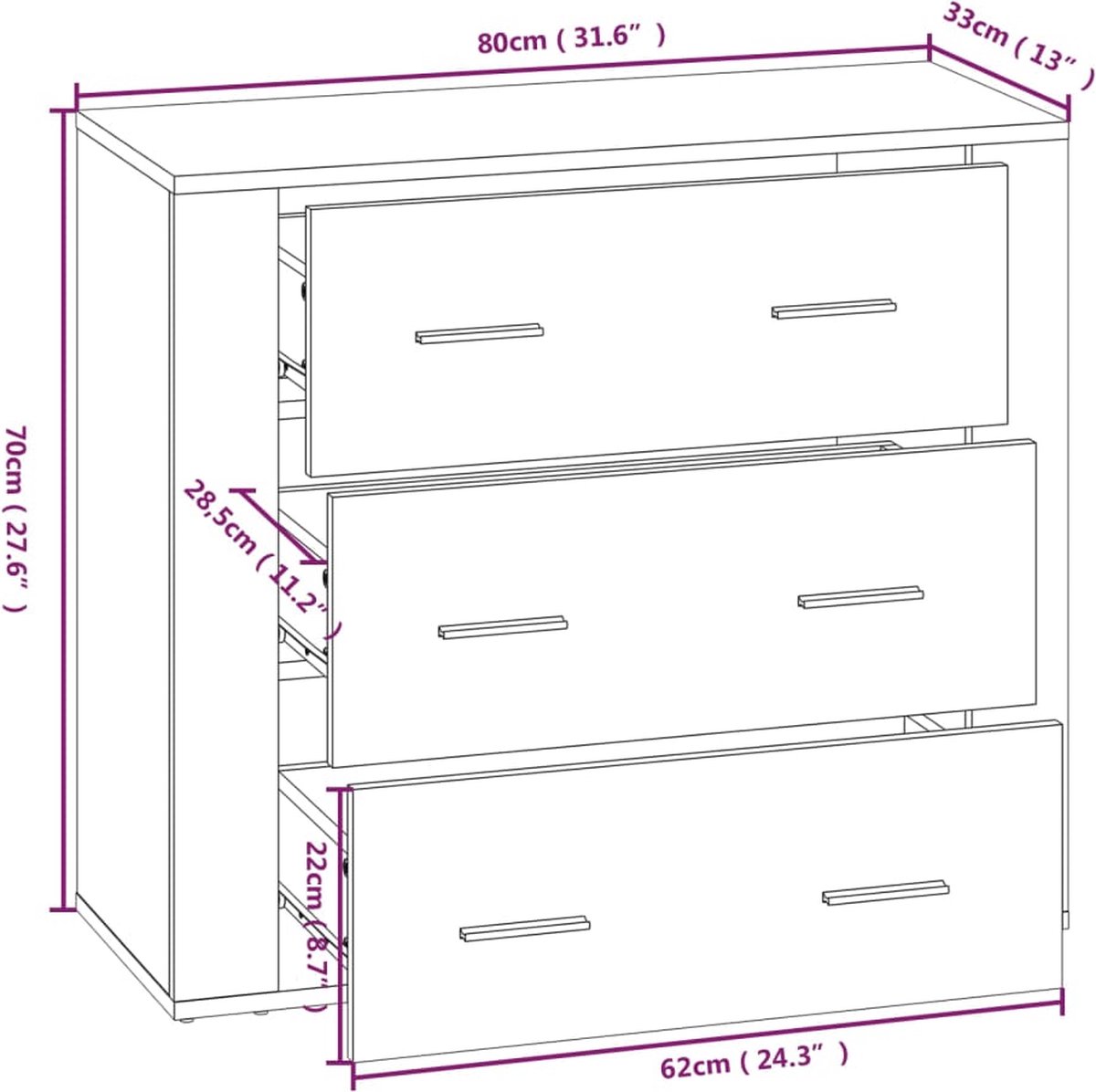 Vidaxl Hoge Kast Bewerkt Hout Wit