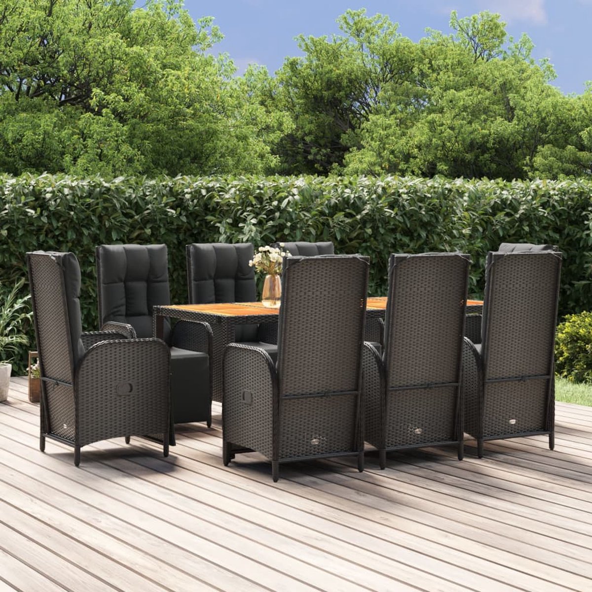 Vidaxl 9-delige Tuinset Poly Rattan - Zwart