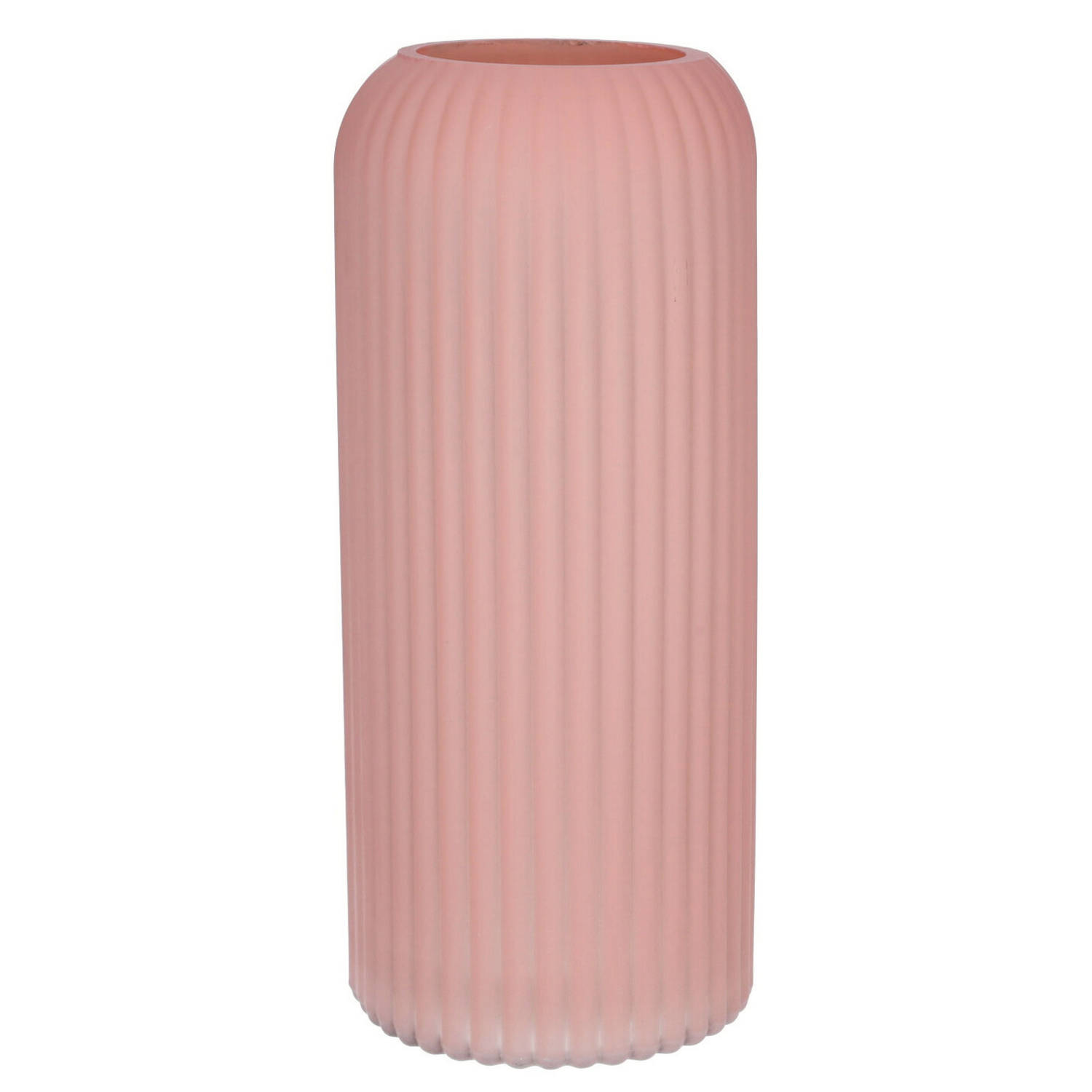 Bellatio Design Bloemenvaas - Oud - Matglas - D9 X H20 Cm - Vazen - Roze