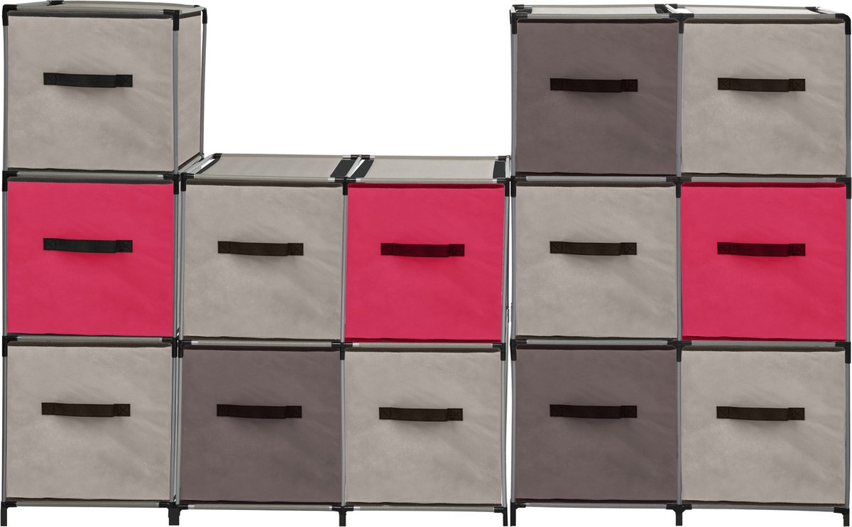 Set Van 2x Opbergmand 29 Liter 31 X 31 X 31 Cm - Opbergmanden - Beige