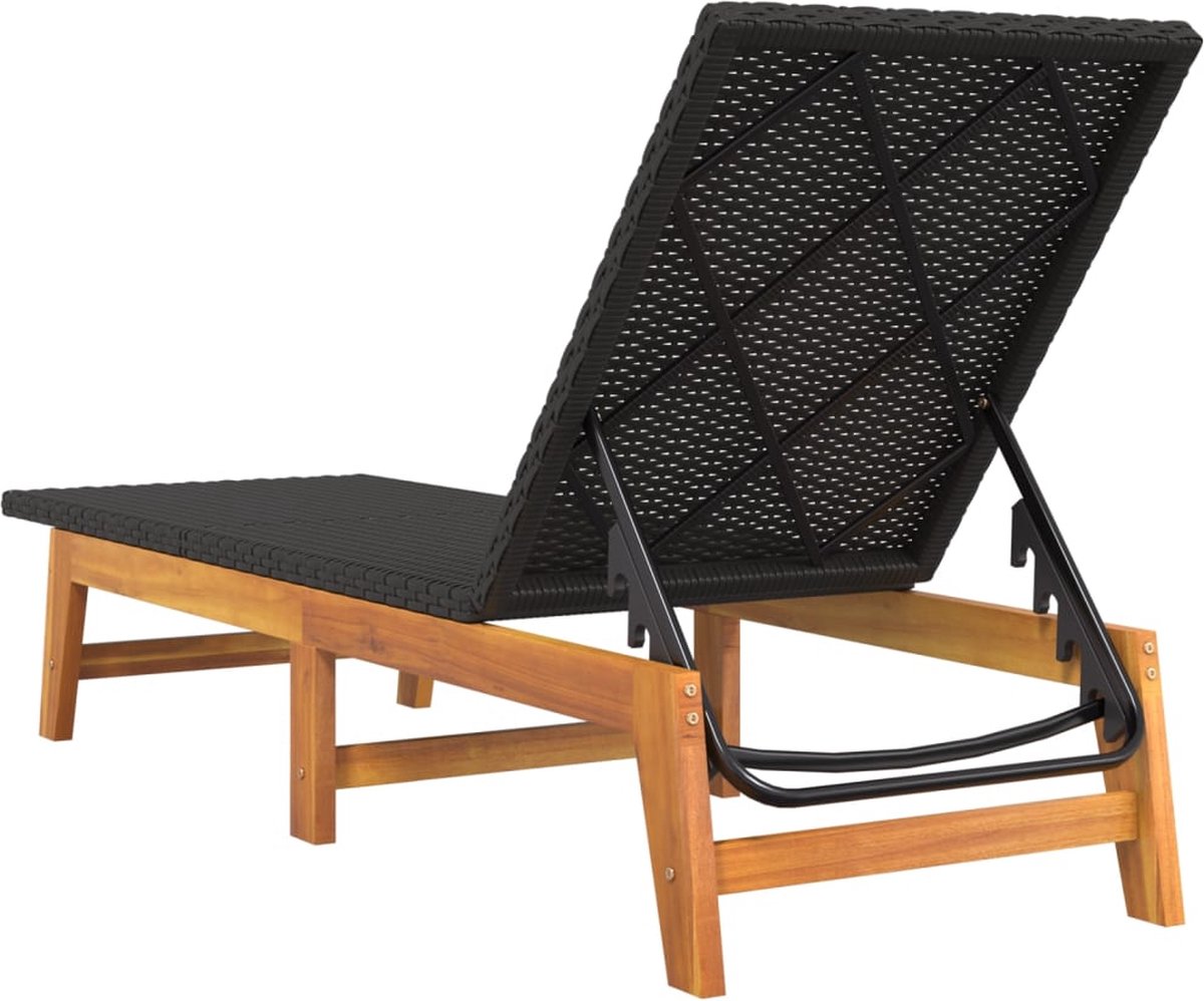 Vidaxl Ligbedden 2 St Poly Rattan En Massief Acaciahout En Bruin - Zwart