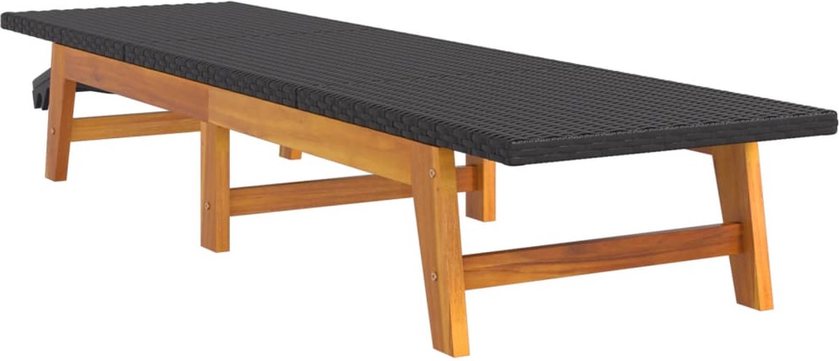 Vidaxl Ligbedden 2 St Poly Rattan En Massief Acaciahout En Bruin - Zwart