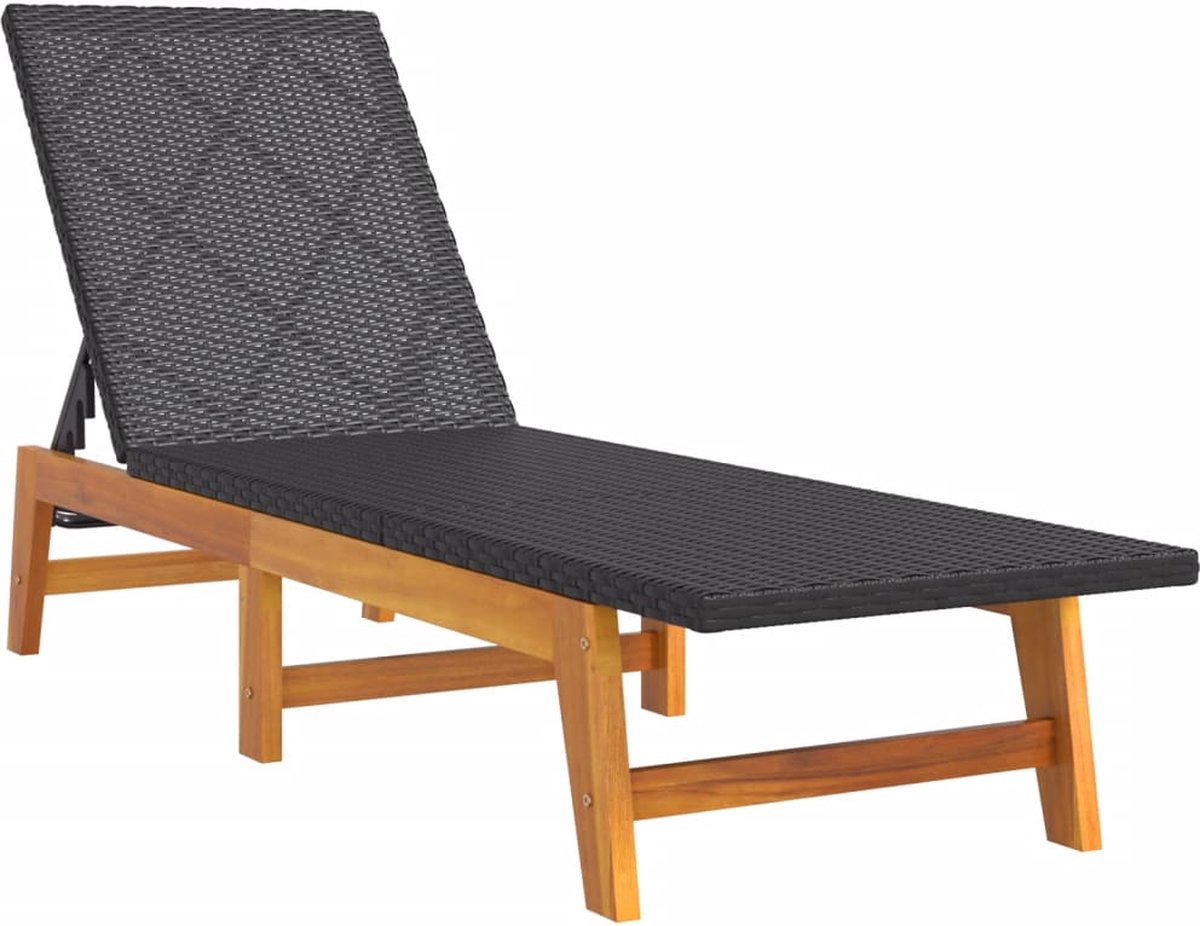 Vidaxl Ligbedden 2 St Poly Rattan En Massief Acaciahout En Bruin - Zwart