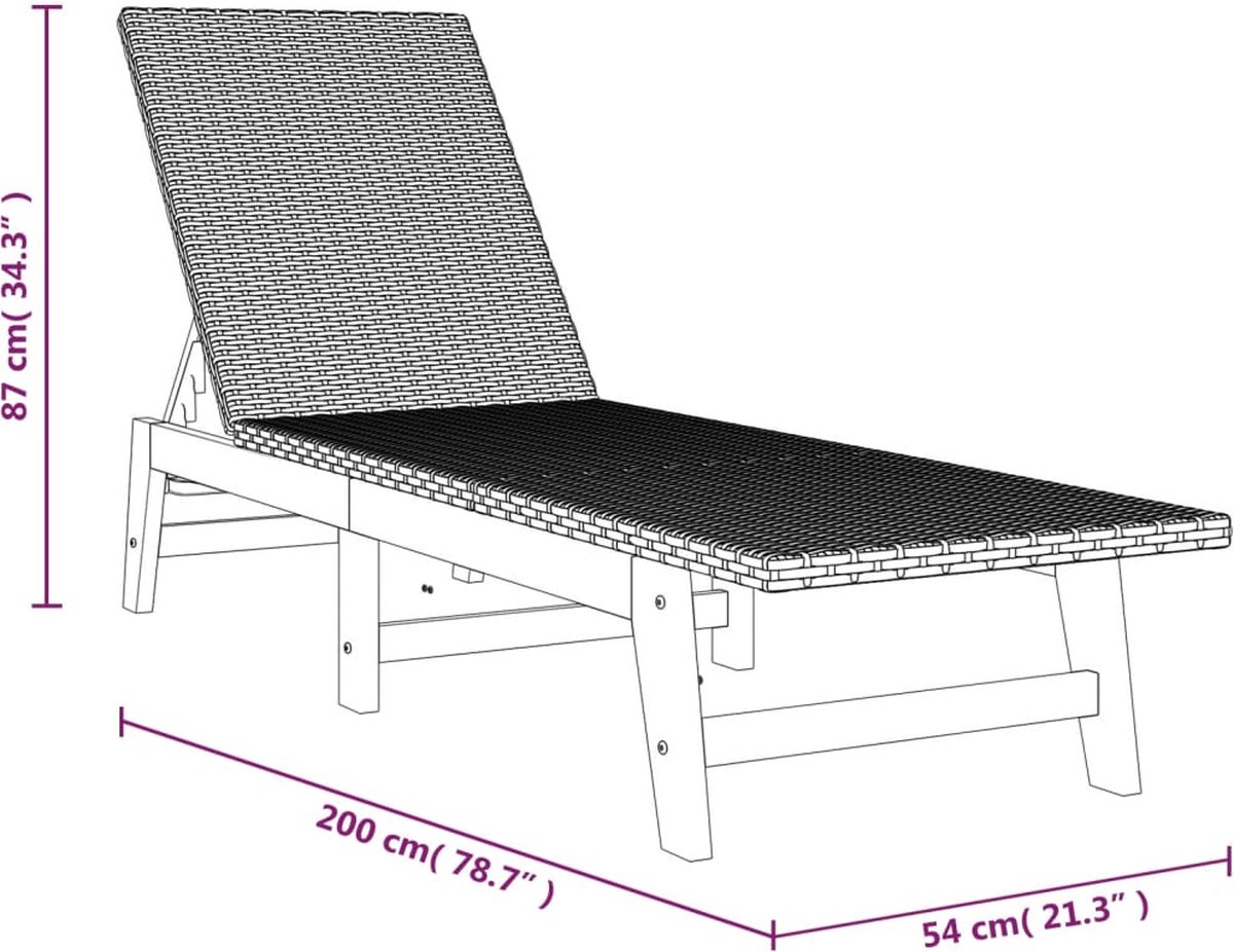 Vidaxl Ligbedden 2 St Poly Rattan En Massief Acaciahout En Bruin - Zwart