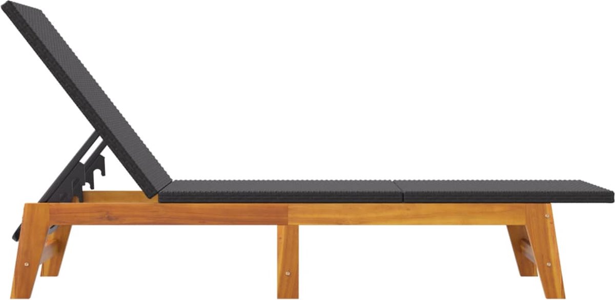 Vidaxl Ligbedden 2 St Poly Rattan En Massief Acaciahout En Bruin - Zwart